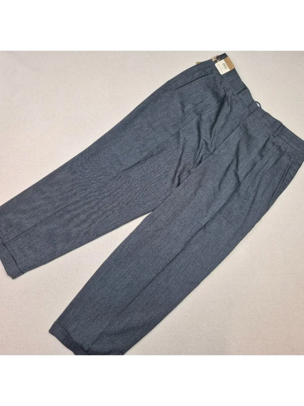 Savane by Farah Men's Pleated Turn-Up Marled Gray Dress Pants Sz 40/29 VTG NWT